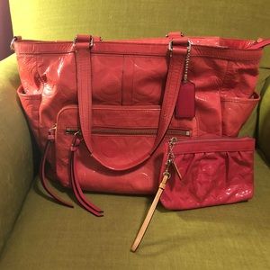 Coach - Patent Leather Diaper Bag & Wristlet